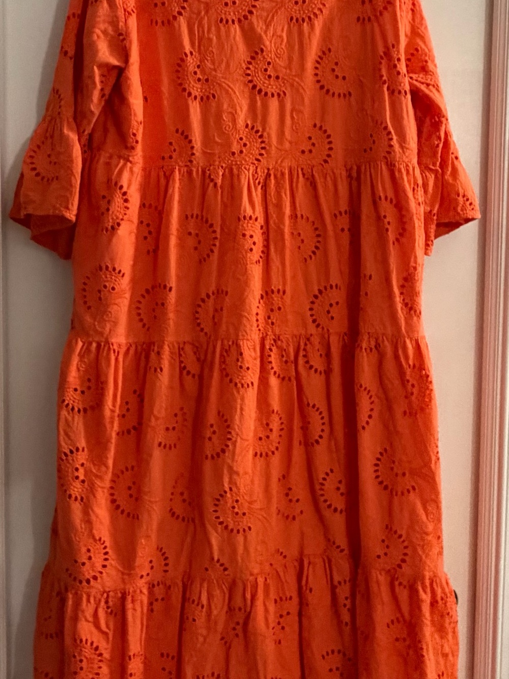 Orange Eyelet Tiered Midi Dress - Women - Picture 5 of 10